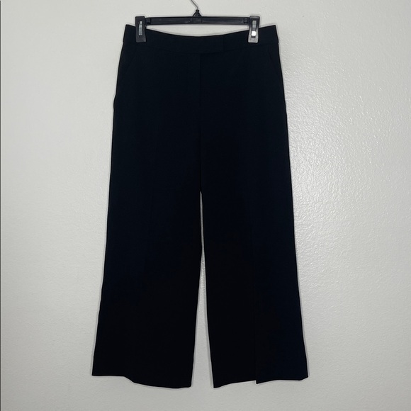 A.L.C. Black Wool Blend Torrence Wide Leg Crop Stretch Textured Pants Size 6 - Picture 1 of 7